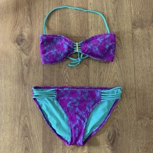 Purple Lace Strappy Bikini Medium